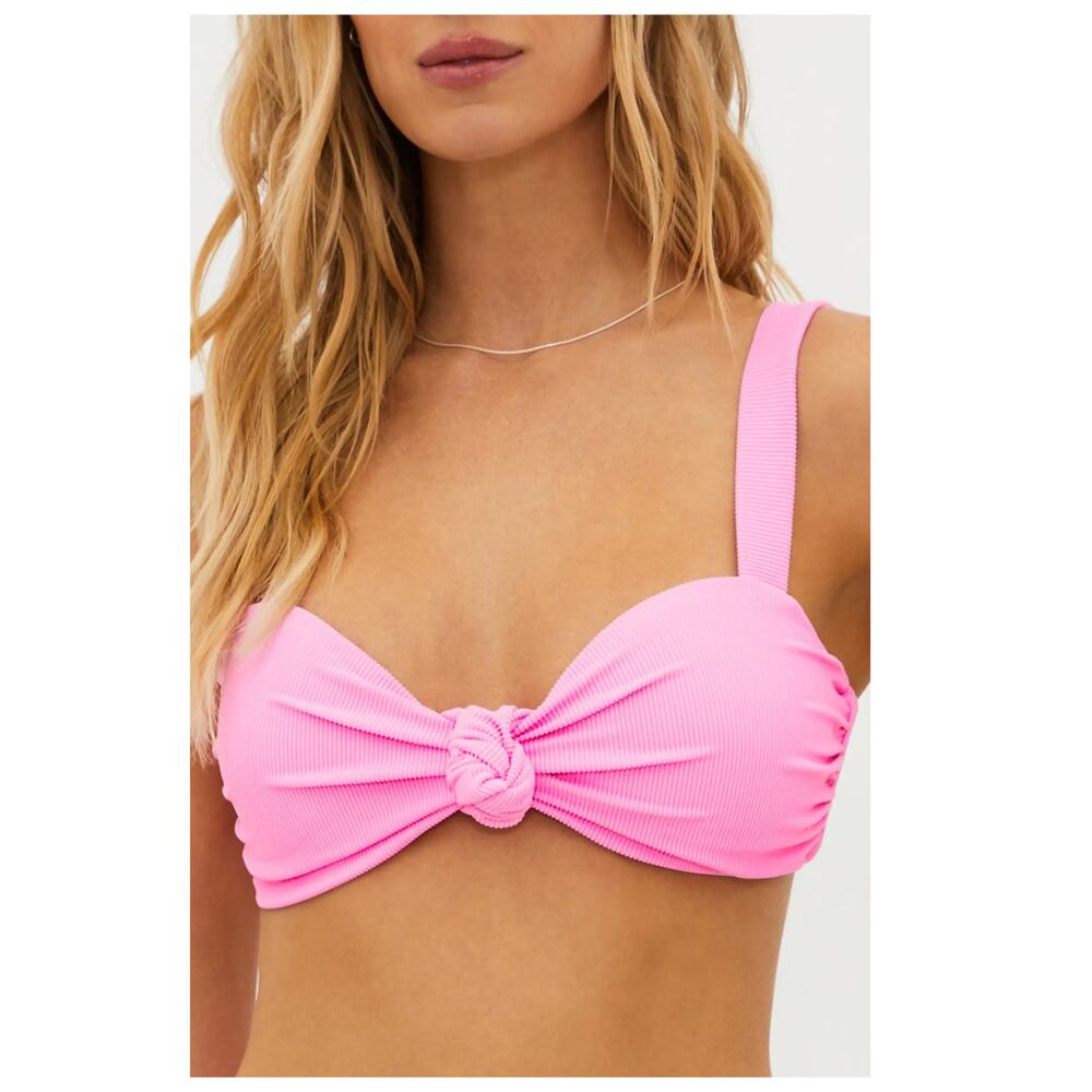 Beach Riot Sophia Knot-Front Ribbed Bikini Top Size XL
